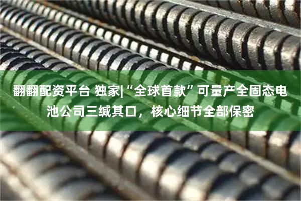 翻翻配资平台 独家|“全球首款”可量产全固态电池公司三缄其口，核心细节全部保密